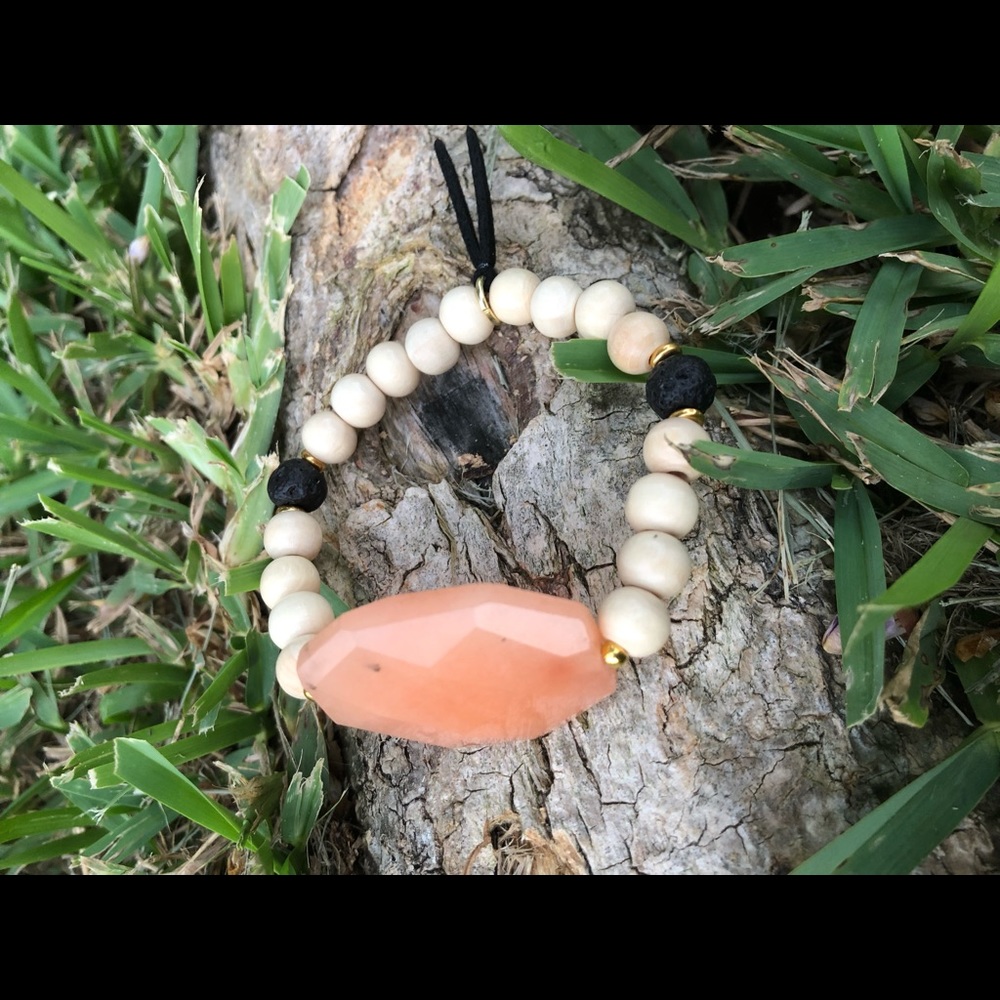 Gemstone wood diffuser aromatherapy bracelet lava - Picture 8 of 8
